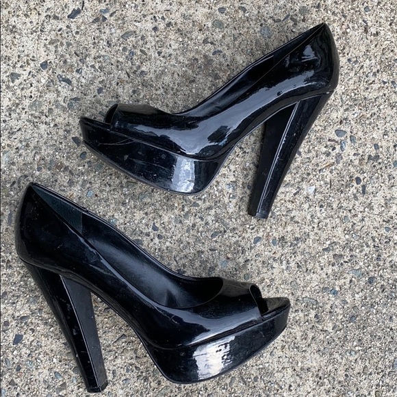 Aldo genuine leather open toe chunky heels patent - Picture 5 of 8